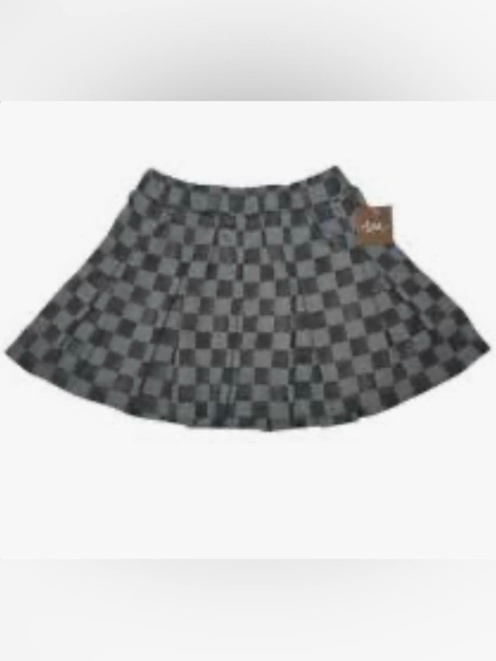 Tea Collection Checkerboard Pleated Mini Skirt - Gray Black
